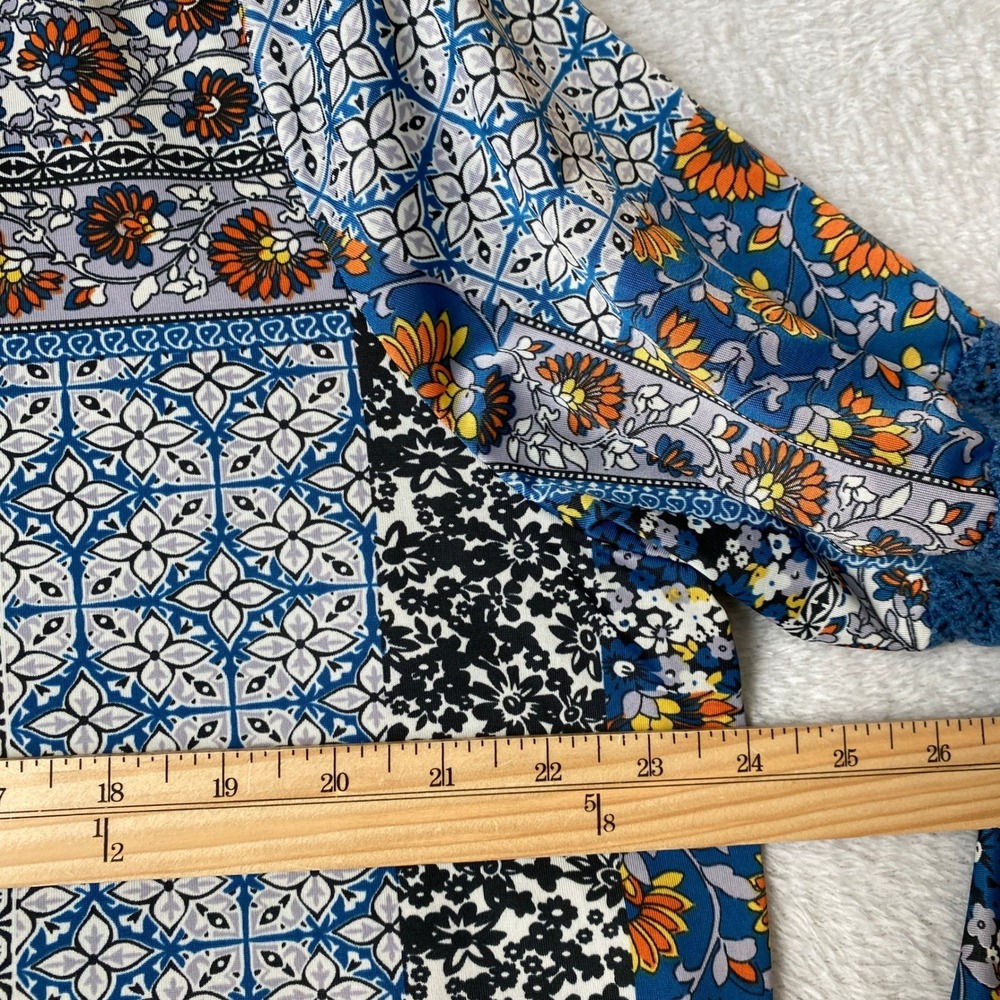 Roommates Boho Patchwork Floral Blouse Women 2x B… - image 8